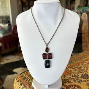 Ben-Amun Multicolored Faceted Gem Pendant Necklace - Amber, Pink, Blue